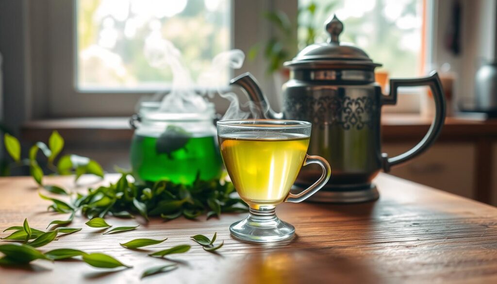 green tea brewing